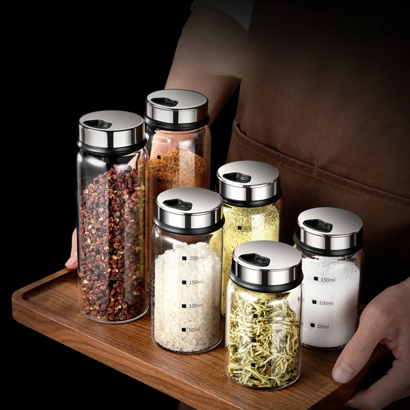 Kitchen BBQ Spice Jar Glass Seasoning Bottle Salt Container Measurable Storage Canister Kitchenware
Kitchen BBQ Spice Jar Glass Seasoning Bottle Salt Container Measurable Storage Canister Kitchenware