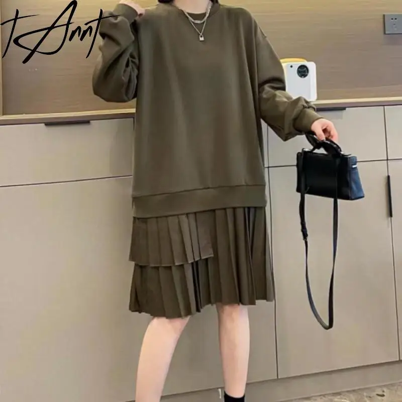 Tannt Women Dress Splice Irregular Long Sweatshirt Dresses For Women Fashion Casual Fake Two-piece Loose Dresses Women 2025 New
Tannt Women Dress Splice Irregular Long Sweatshirt Dresses For Women Fashion Casual Fake Two-piece Loose Dresses Women 2025 New