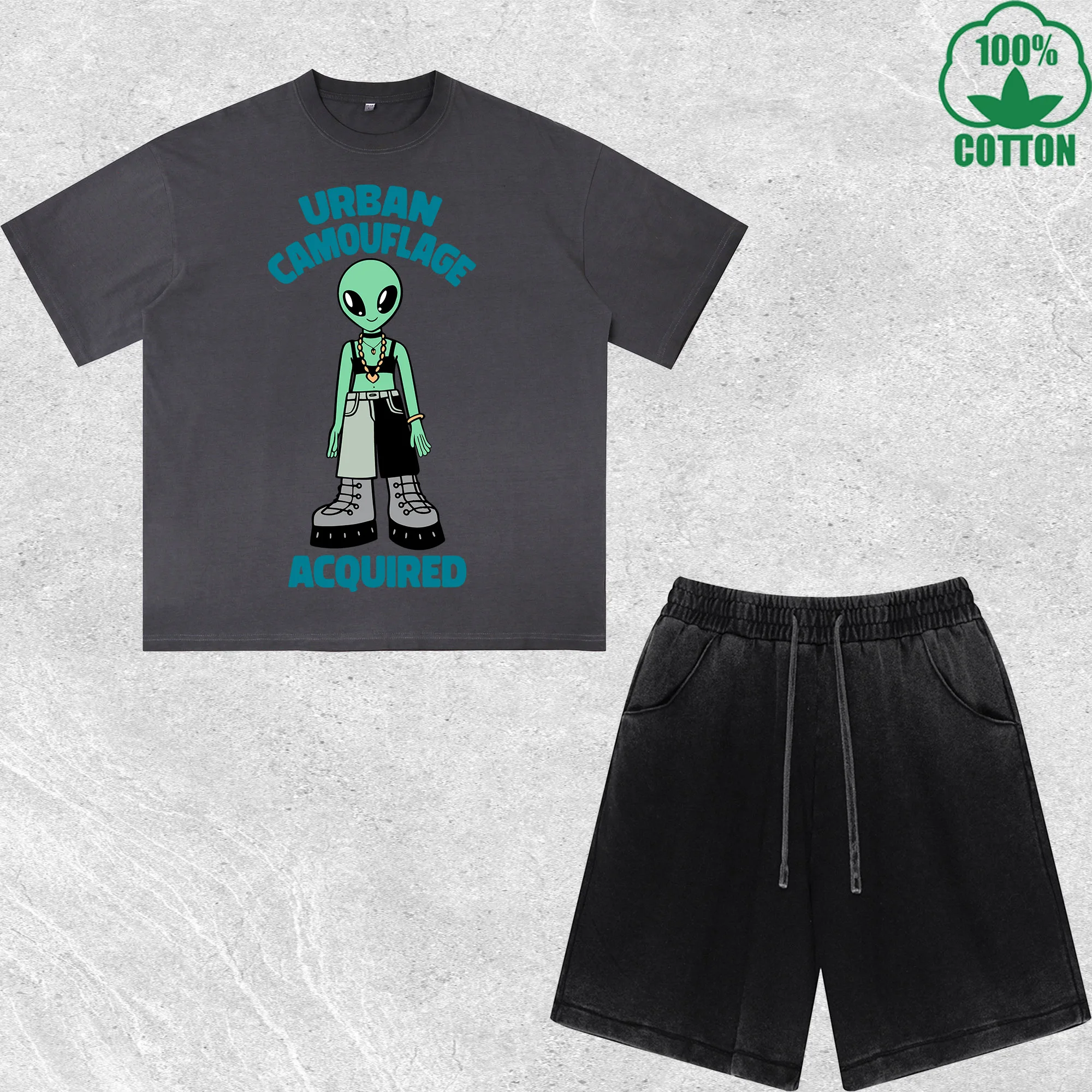 Acquired Printed Dirty Wash T-Shirt Shorts Set Multicolor Combo Loose Trendy Fashionable 100%Cotton
Acquired Printed Dirty Wash T-Shirt Shorts Set Multicolor Combo Loose Trendy Fashionable 100%Cotton