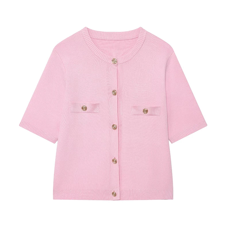 YENKYE New Women Short Sleeve Simple And Fashionable Pink Knitted Cardigan Front Button O Neck Casual Autumn Knitwear
YENKYE New Women Short Sleeve Simple And Fashionable Pink Knitted Cardigan Front Button O Neck Casual Autumn Knitwear