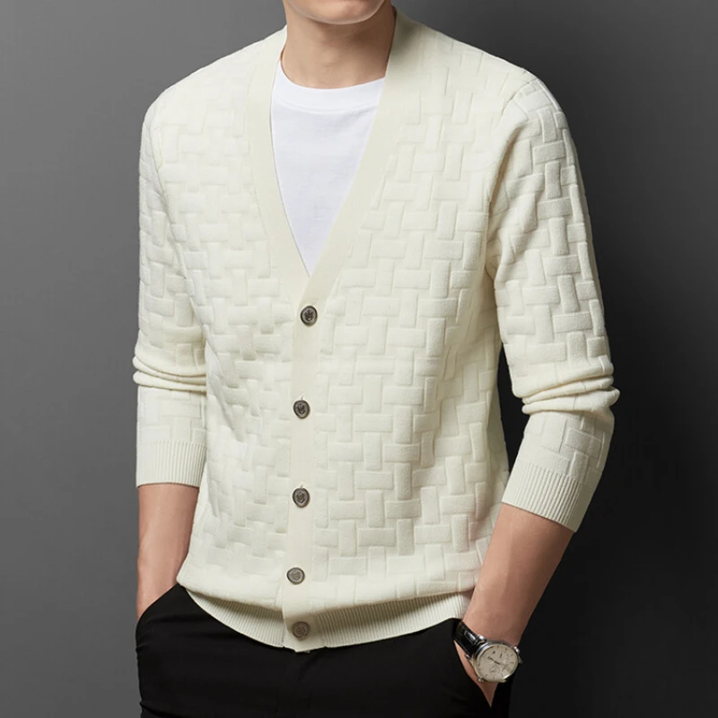 Warm Men's Woolen Sweater Solid Color and V-neck Cardigan Single Breasted Fashion Knitwear Men's Clothing Stretch Coat
Warm Men's Woolen Sweater Solid Color and V-neck Cardigan Single Breasted Fashion Knitwear Men's Clothing Stretch Coat