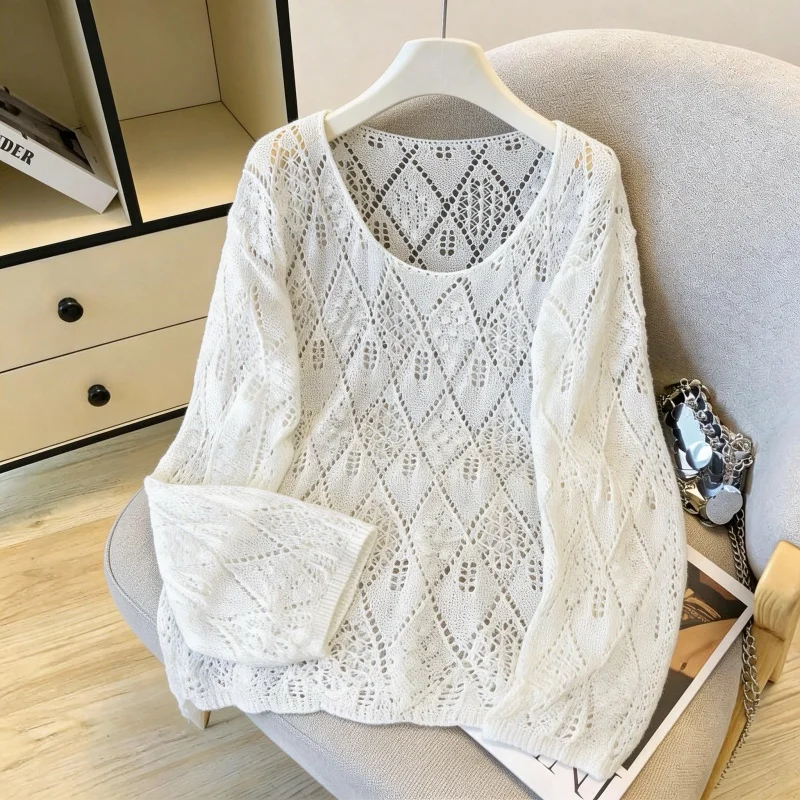 Spring Summer 2026 Chic Hollow out Knitted Hat Women's Lazy Style Thin Sun Protection Outerwear Top Loose Fit Knitwear
Spring Summer 2026 Chic Hollow out Knitted Hat Women's Lazy Style Thin Sun Protection Outerwear Top Loose Fit Knitwear