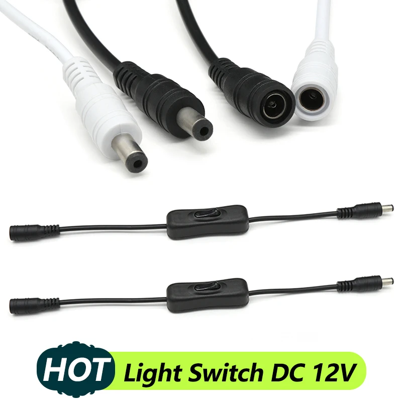 ON/OFF Light Switch 5V/12V DC Power Cable 5.5x2.1mm Female Male DC Connector Cable For LED Strip Light CCTV Camera Bulbs Lamp
ON/OFF Light Switch 5V/12V DC Power Cable 5.5x2.1mm Female Male DC Connector Cable For LED Strip Light CCTV Camera Bulbs Lamp