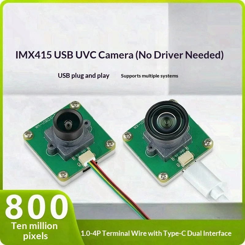 8 Million Pixels IMX415 USB Camera Module, UVC Driver-Free, 1.0-4 Pin Terminals Type-C Dual Port
8 Million Pixels IMX415 USB Camera Module, UVC Driver-Free, 1.0-4 Pin Terminals Type-C Dual Port