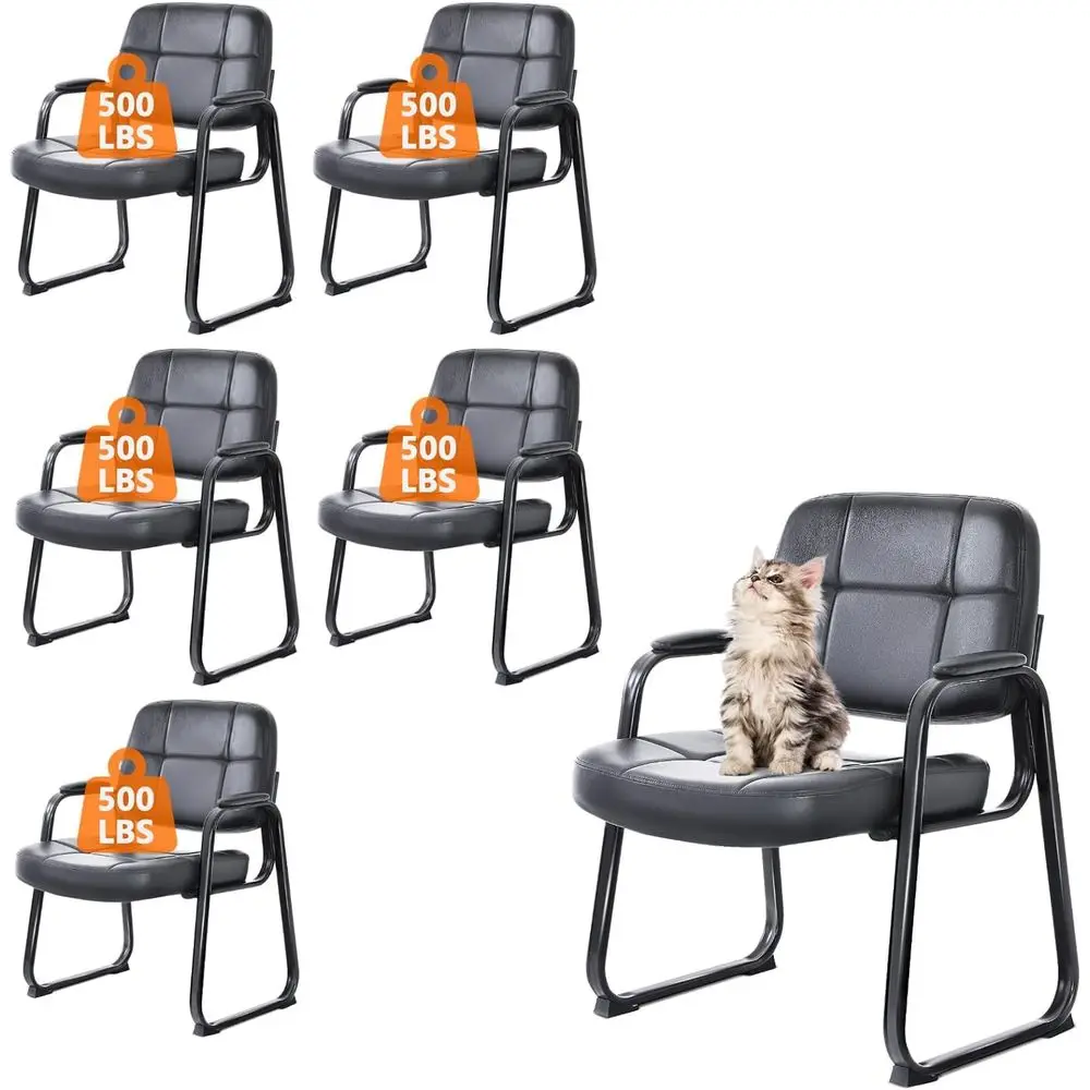 Black Leather High-Back Waiting Room Chairs with Padded Arms, Sled Base, No Wheels, 6-Pack
Black Leather High-Back Waiting Room Chairs with Padded Arms, Sled Base, No Wheels, 6-Pack