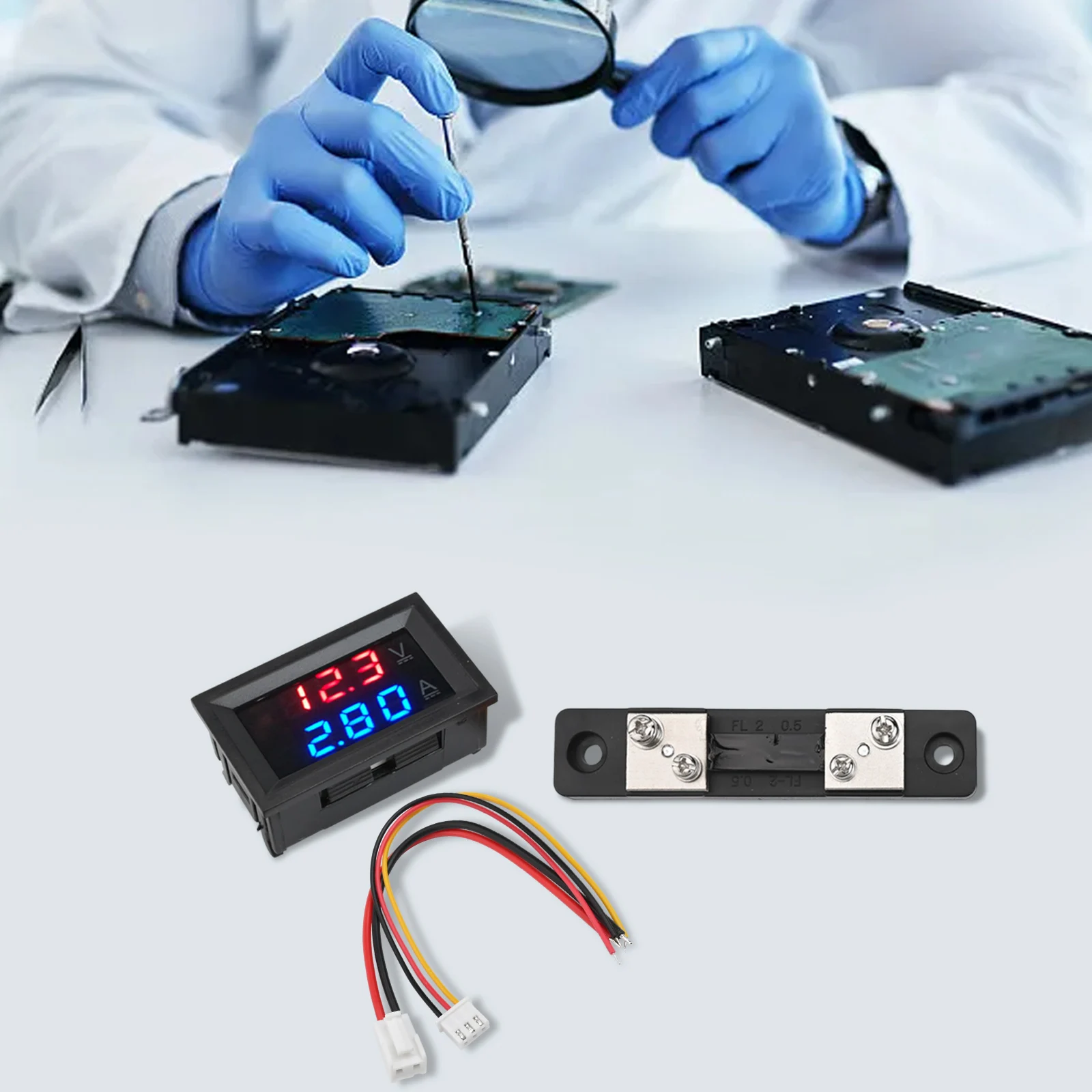LED Digital Volt Meter Set of 4 Measures DC Voltage up to 100V and Current up to 50A Includes Protective Shunt
LED Digital Volt Meter Set of 4 Measures DC Voltage up to 100V and Current up to 50A Includes Protective Shunt