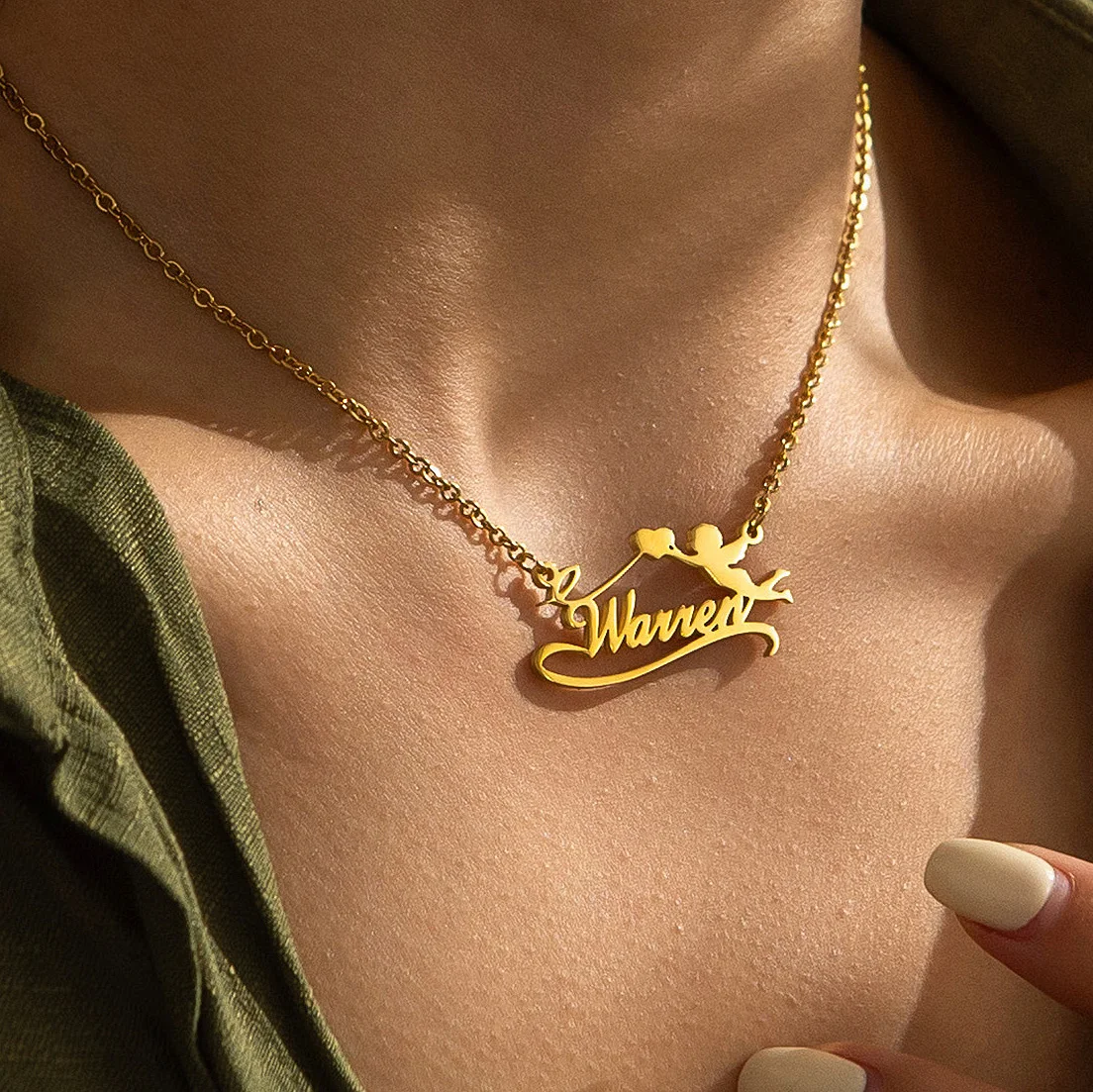 Custom Name Angel Necklace For Women Men Stainless Steel Jewelry Making Personalized Anniversary Birthday Jewelry Gift Wholesale
Custom Name Angel Necklace For Women Men Stainless Steel Jewelry Making Personalized Anniversary Birthday Jewelry Gift Wholesale