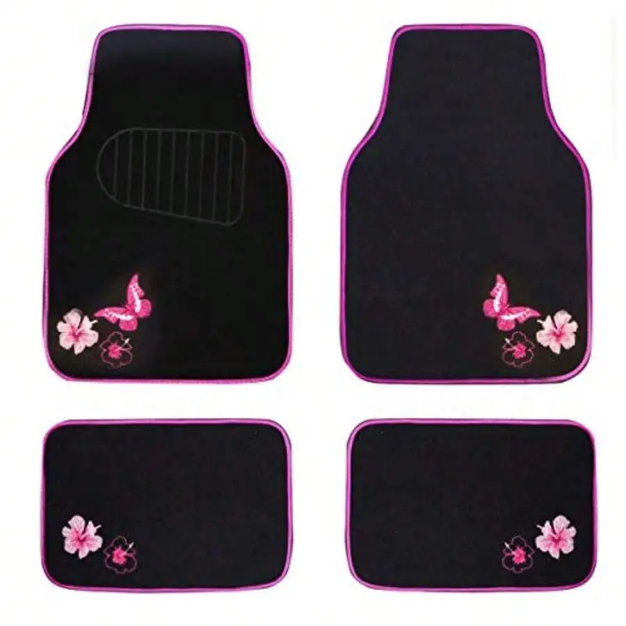 Embroidered Butterfly And Flower Car Floor Mats Black With Pink Trim Universal Fit 4 Piece Set
Embroidered Butterfly And Flower Car Floor Mats Black With Pink Trim Universal Fit 4 Piece Set