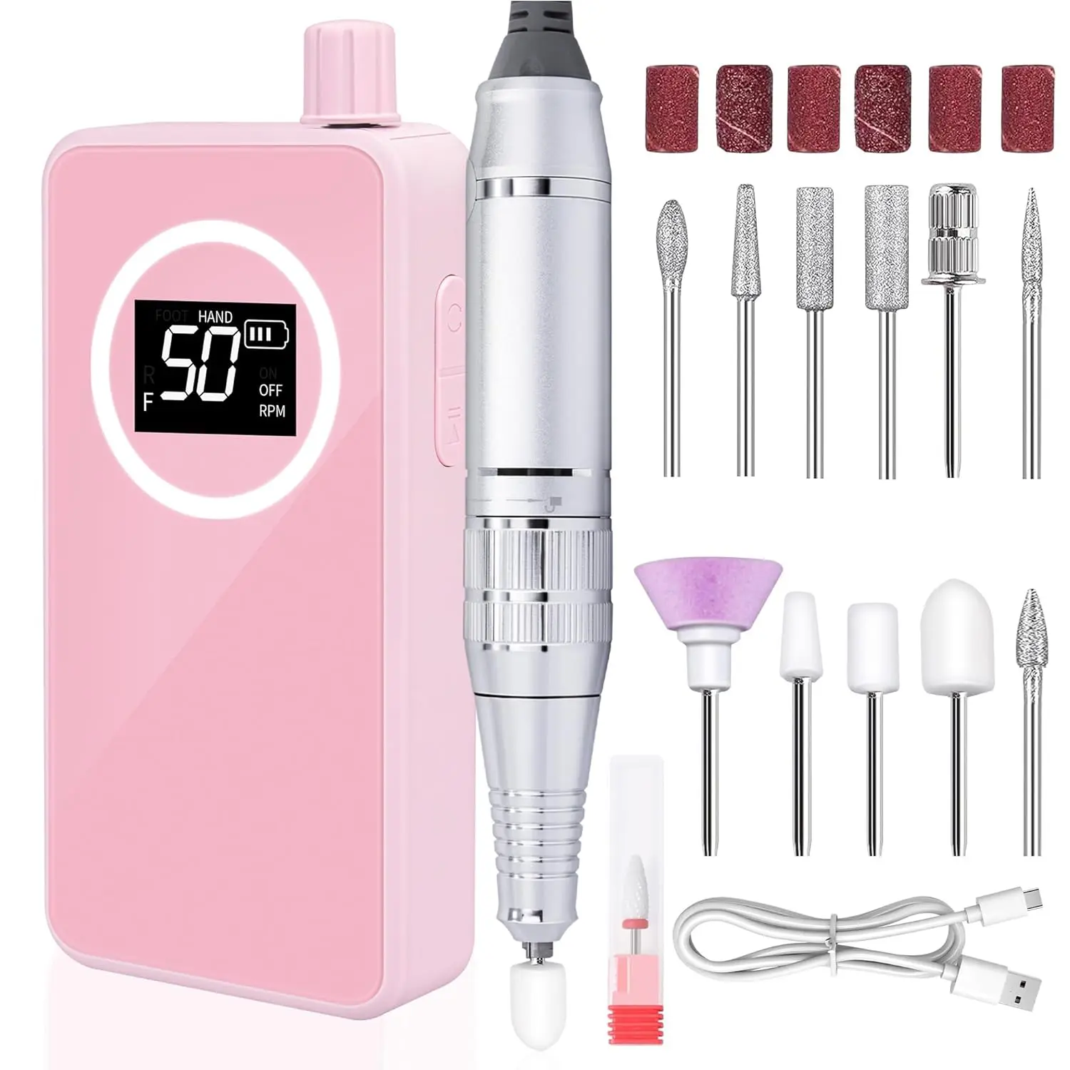Nail Drill 50000RPM, Portable Electric Nail File, Rechargeable E-File Machine for Acrylic Gel Nails, Manicure Polishing, Pink
Nail Drill 50000RPM, Portable Electric Nail File, Rechargeable E-File Machine for Acrylic Gel Nails, Manicure Polishing, Pink