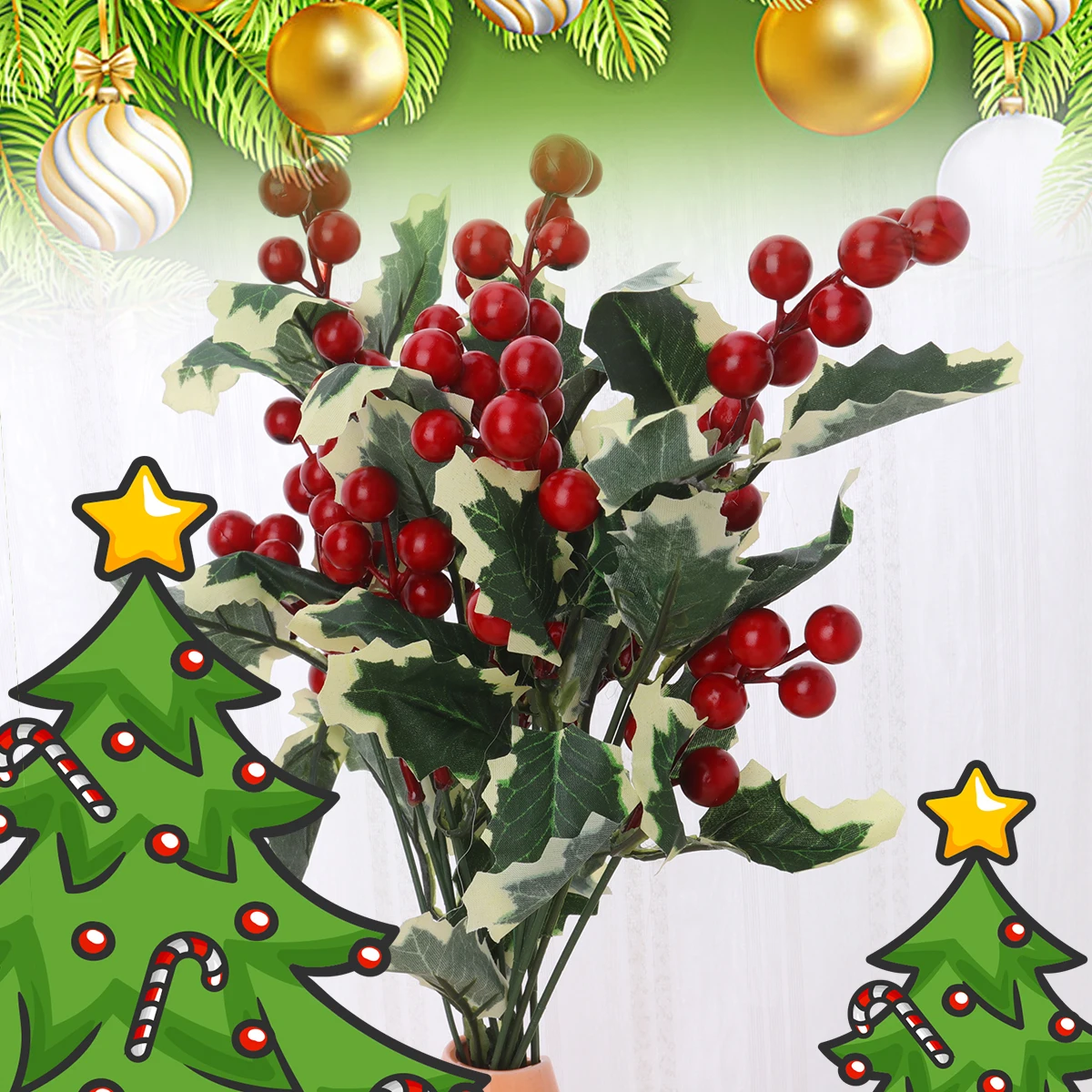 3pcs Artificial Red Berry Stems Fake Pine Needles Christmas Decoration Plant Leaves Party Xmas Stage Props Photography Scene
3pcs Artificial Red Berry Stems Fake Pine Needles Christmas Decoration Plant Leaves Party Xmas Stage Props Photography Scene