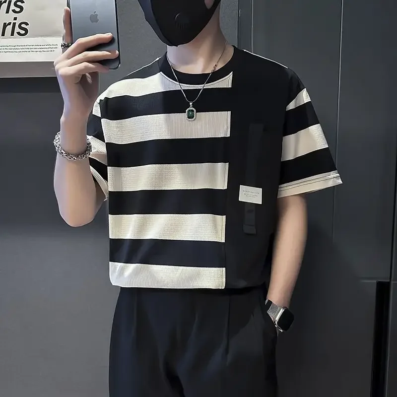 Male Tees Shirts Splicing O Neck Coffee Color Elastic Tops Wholesale Hot Ordinary Short Quarter Sleeve Kpop Basic Men's T-shirt
Male Tees Shirts Splicing O Neck Coffee Color Elastic Tops Wholesale Hot Ordinary Short Quarter Sleeve Kpop Basic Men's T-shirt
