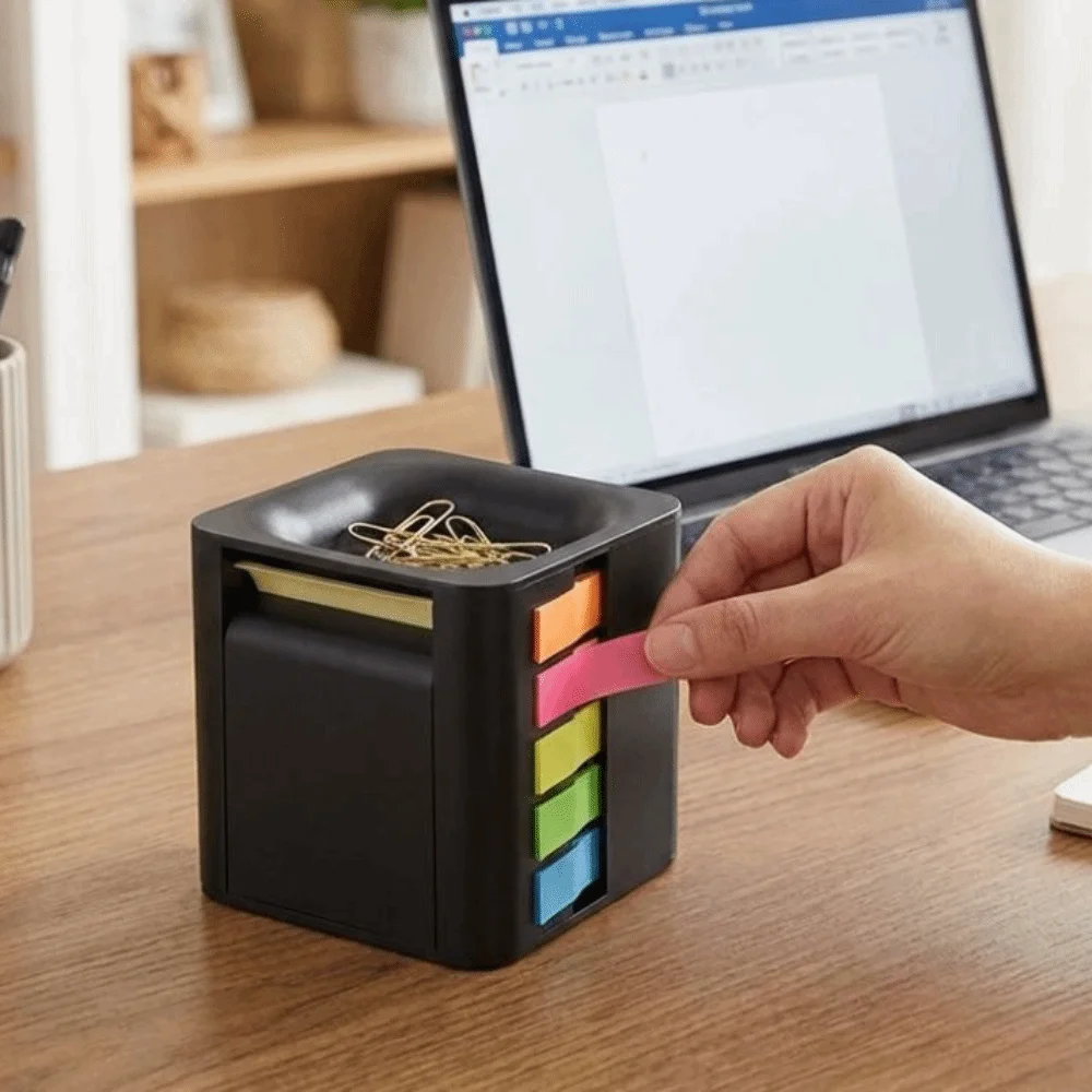 5-in-1 Sticky Note Dispenser Plastic Magnetic Paperclip Absorb Desktop Note Holder Efficient Space-Saving Page Marker Case
5-in-1 Sticky Note Dispenser Plastic Magnetic Paperclip Absorb Desktop Note Holder Efficient Space-Saving Page Marker Case