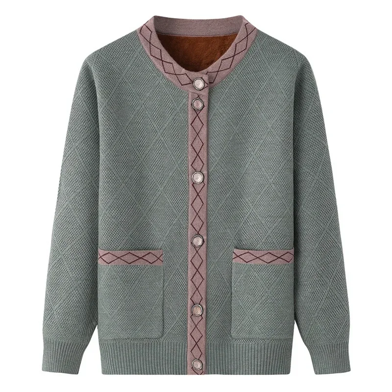 Vintage Middle-age Women Plaid Knit Sweater Cardigan Jacket 2025 Autumn Winter Fleece Thicken Outwear Tops Female Sweaters Coats
Vintage Middle-age Women Plaid Knit Sweater Cardigan Jacket 2025 Autumn Winter Fleece Thicken Outwear Tops Female Sweaters Coats