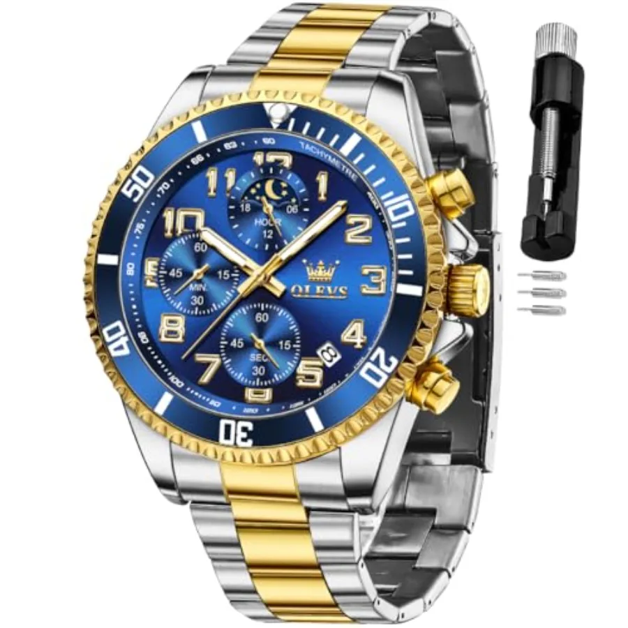 OLEVS Mens Watches Chrograph Luxury Dress Moon Phase Two Tone Stainless Steel Waterproof Lumius Business Calendar Wrist Watch
OLEVS Mens Watches Chrograph Luxury Dress Moon Phase Two Tone Stainless Steel Waterproof Lumius Business Calendar Wrist Watch