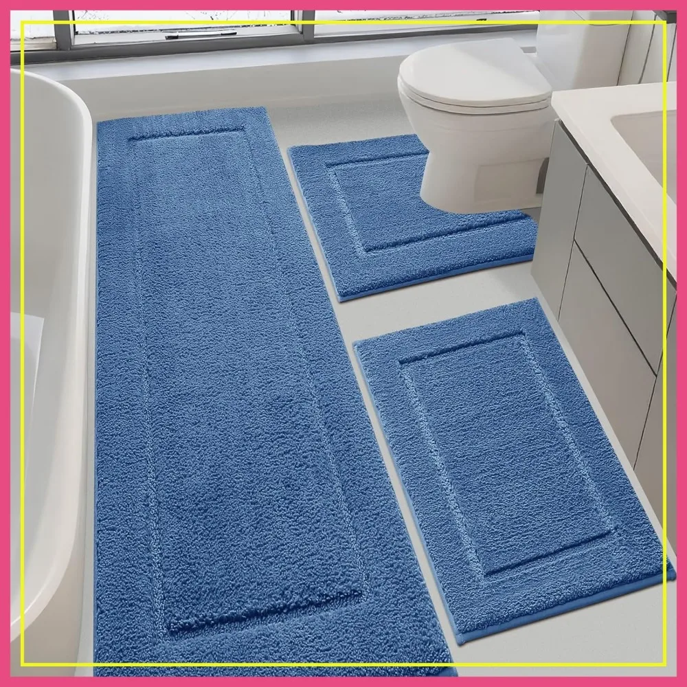 Ultra Soft Thick Plush Bath Mat Set 3 Piece, Absorbent Non-Slip Microfiber, Machine Washable for Bathroom Floor
Ultra Soft Thick Plush Bath Mat Set 3 Piece, Absorbent Non-Slip Microfiber, Machine Washable for Bathroom Floor