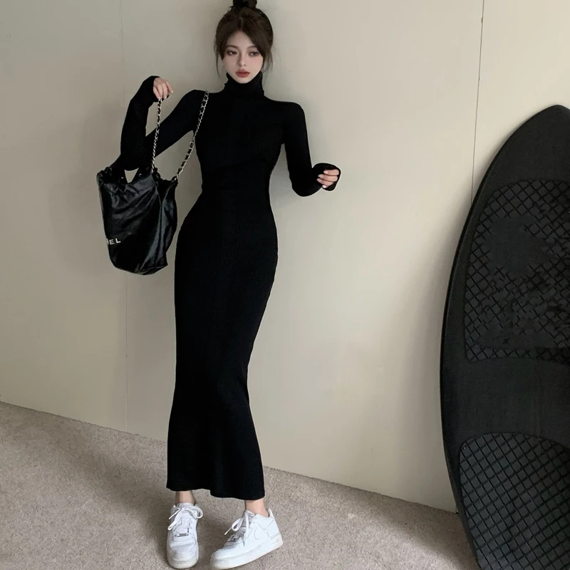 Autumn Winter Long Sleeve Knitted Dress Women Fashion New Sexy Slim Warm Turtlneck Black Long Sweater Dresses
Autumn Winter Long Sleeve Knitted Dress Women Fashion New Sexy Slim Warm Turtlneck Black Long Sweater Dresses