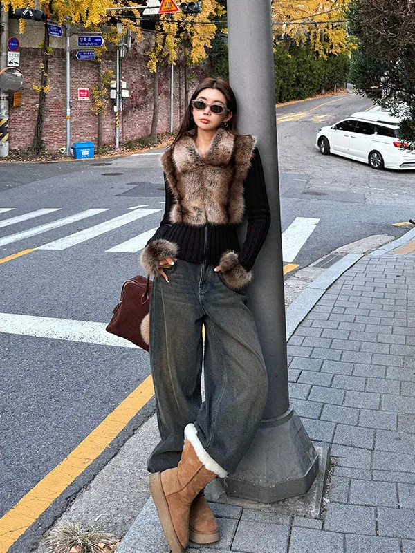 Retro Fce Lined Cotton Denim High Waist Straight Leg Thi Wide Leg Pants Warm Ladies Autumn Winter Faion Jeans
Retro Fce Lined Cotton Denim High Waist Straight Leg Thi Wide Leg Pants Warm Ladies Autumn Winter Faion Jeans