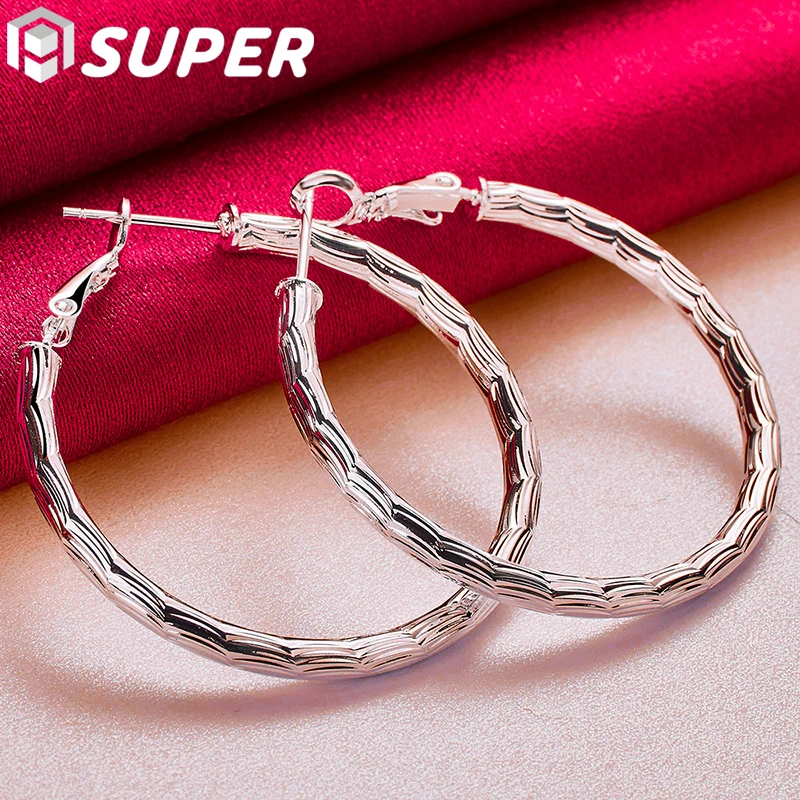 925 Sterling Silver Wave 40mm Hoop Earring For Woman Lady Best Gift Fashion Charm Engagement Wedding Jewelry
925 Sterling Silver Wave 40mm Hoop Earring For Woman Lady Best Gift Fashion Charm Engagement Wedding Jewelry