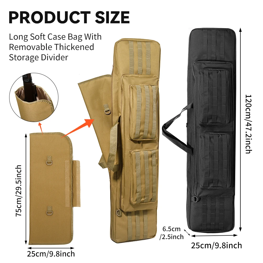 47' Tactical Storage Bag Outdoor Hunting Long Soft Rifle Case with Shoulder Strap & Molle Large Storage Fishing Bag
47' Tactical Storage Bag Outdoor Hunting Long Soft Rifle Case with Shoulder Strap & Molle Large Storage Fishing Bag