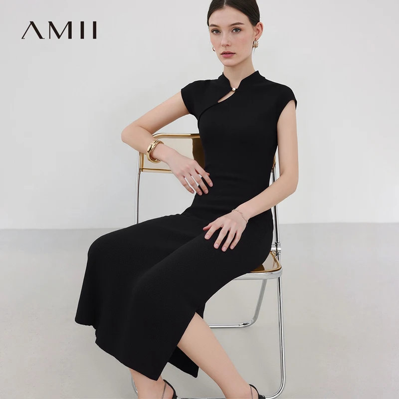 Amii Women's Knit Dress 2026 Summer New Slim Fit Cap Sleeve Mandarin Collar Chinese Style Elegant Long Dress For Women 12652062
Amii Women's Knit Dress 2026 Summer New Slim Fit Cap Sleeve Mandarin Collar Chinese Style Elegant Long Dress For Women 12652062
