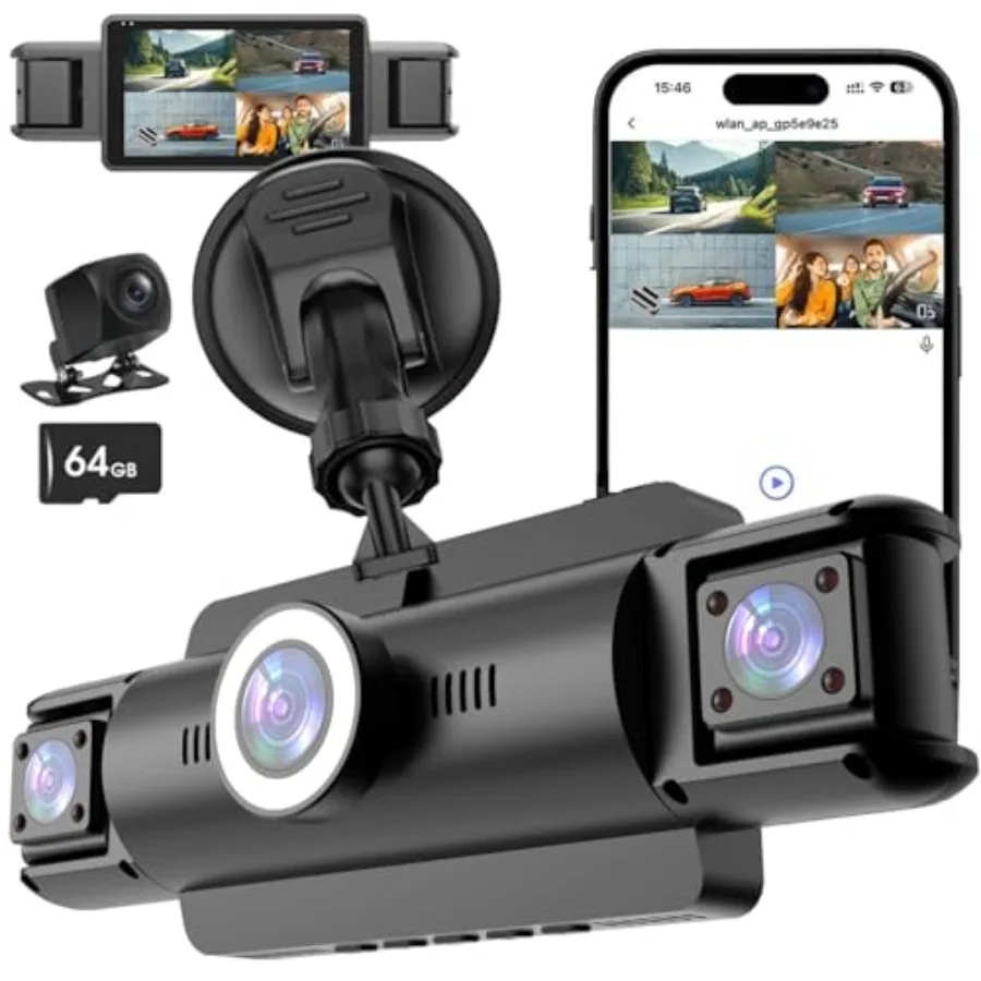 4 Channel 4K Dash Cam for Cars: Front/Rear/Inside/360 View, 1080P, Super Night Vision, Gravity Sensor, Loop Recording, WDR, 24H
4 Channel 4K Dash Cam for Cars: Front/Rear/Inside/360 View, 1080P, Super Night Vision, Gravity Sensor, Loop Recording, WDR, 24H