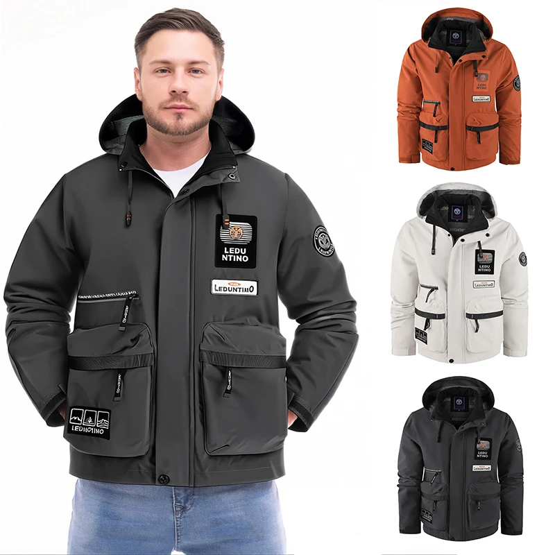 Men's Casual Big Pocket Cargo Hooded Jacket Fashion With A Zipper Solid Color Coat Army Tactical Jackets Loose Men Clothes
Men's Casual Big Pocket Cargo Hooded Jacket Fashion With A Zipper Solid Color Coat Army Tactical Jackets Loose Men Clothes