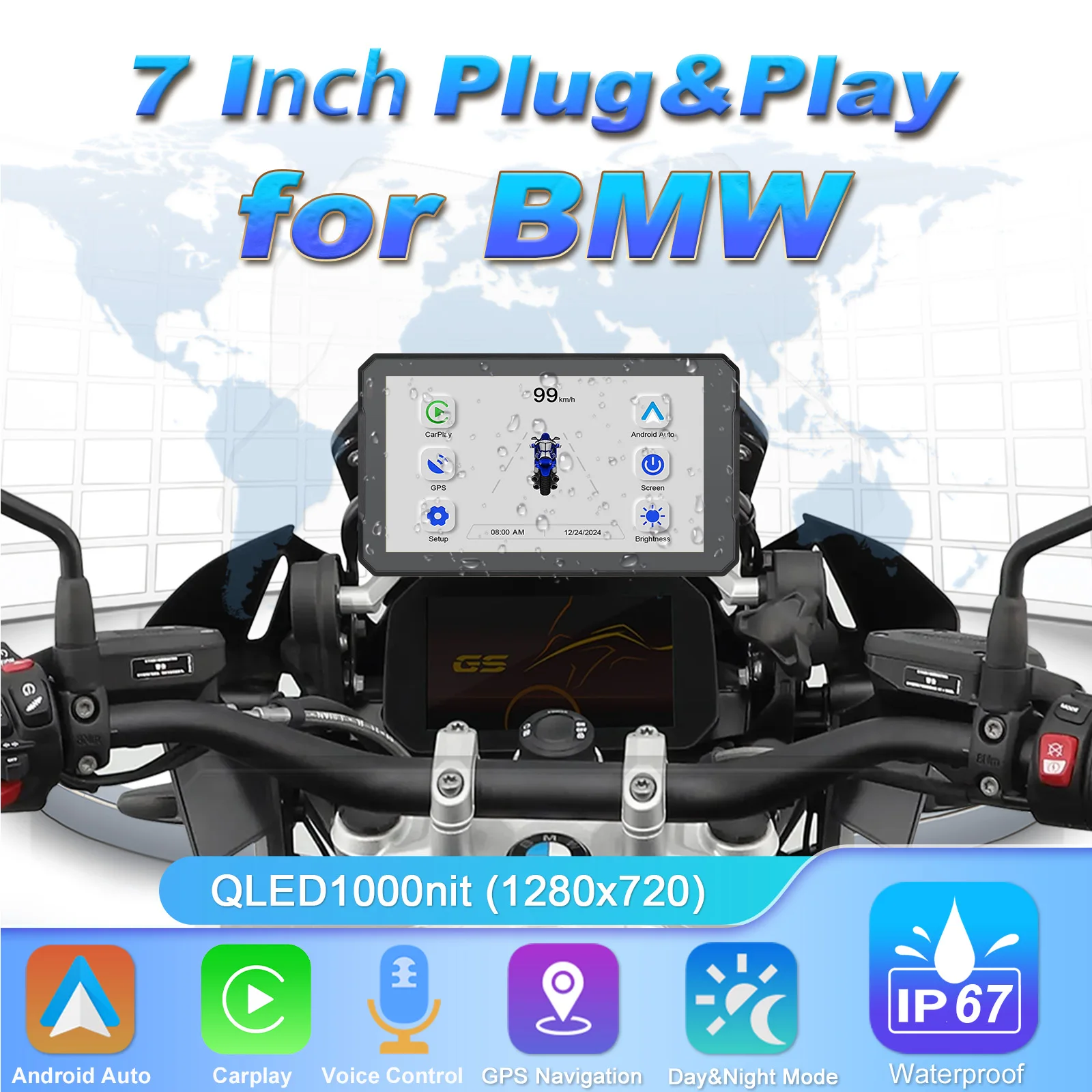 7 Inch Android Auto Carplay for Bmw Motorcycles GPS Screen Wireless Navigator Carplay Screen Motorcycle Waterproof Display
7 Inch Android Auto Carplay for Bmw Motorcycles GPS Screen Wireless Navigator Carplay Screen Motorcycle Waterproof Display