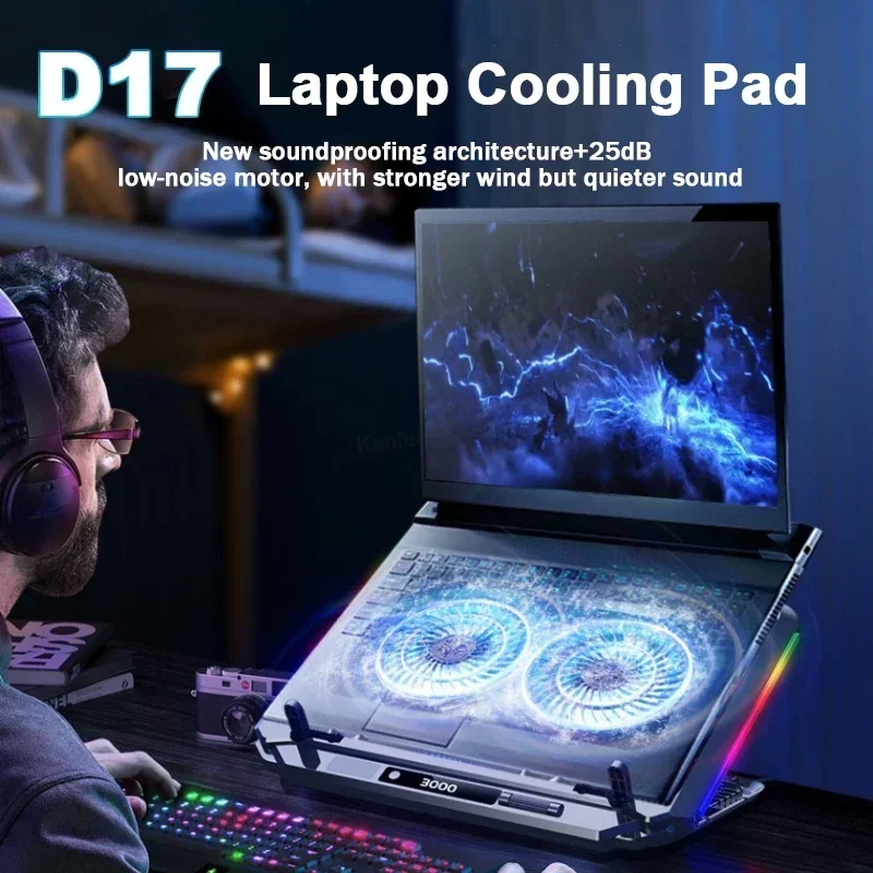 D17 Gaming Laptop Cooler W/ RGB Light HD Display Laptop Cooling Pad 5 Angle Adjustable Notebook Cooler Stand for 15-21''Computer
D17 Gaming Laptop Cooler W/ RGB Light HD Display Laptop Cooling Pad 5 Angle Adjustable Notebook Cooler Stand for 15-21''Computer