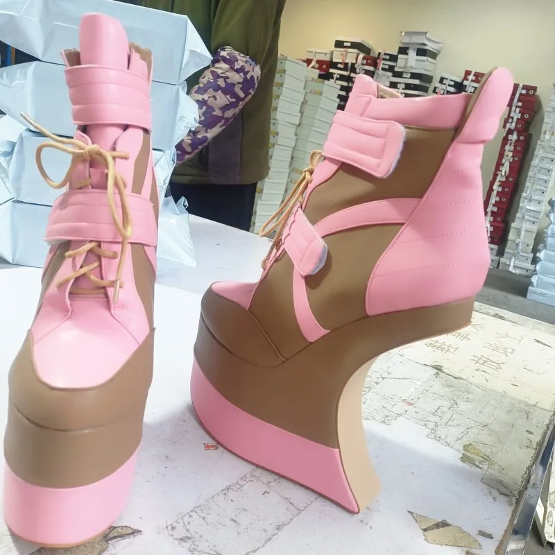 DIZHUANG Sexy women's high heels boots Multi colored ankle boots About 18cm heel height Round toe short boots Fashion show shoes
DIZHUANG Sexy women's high heels boots Multi colored ankle boots About 18cm heel height Round toe short boots Fashion show shoes