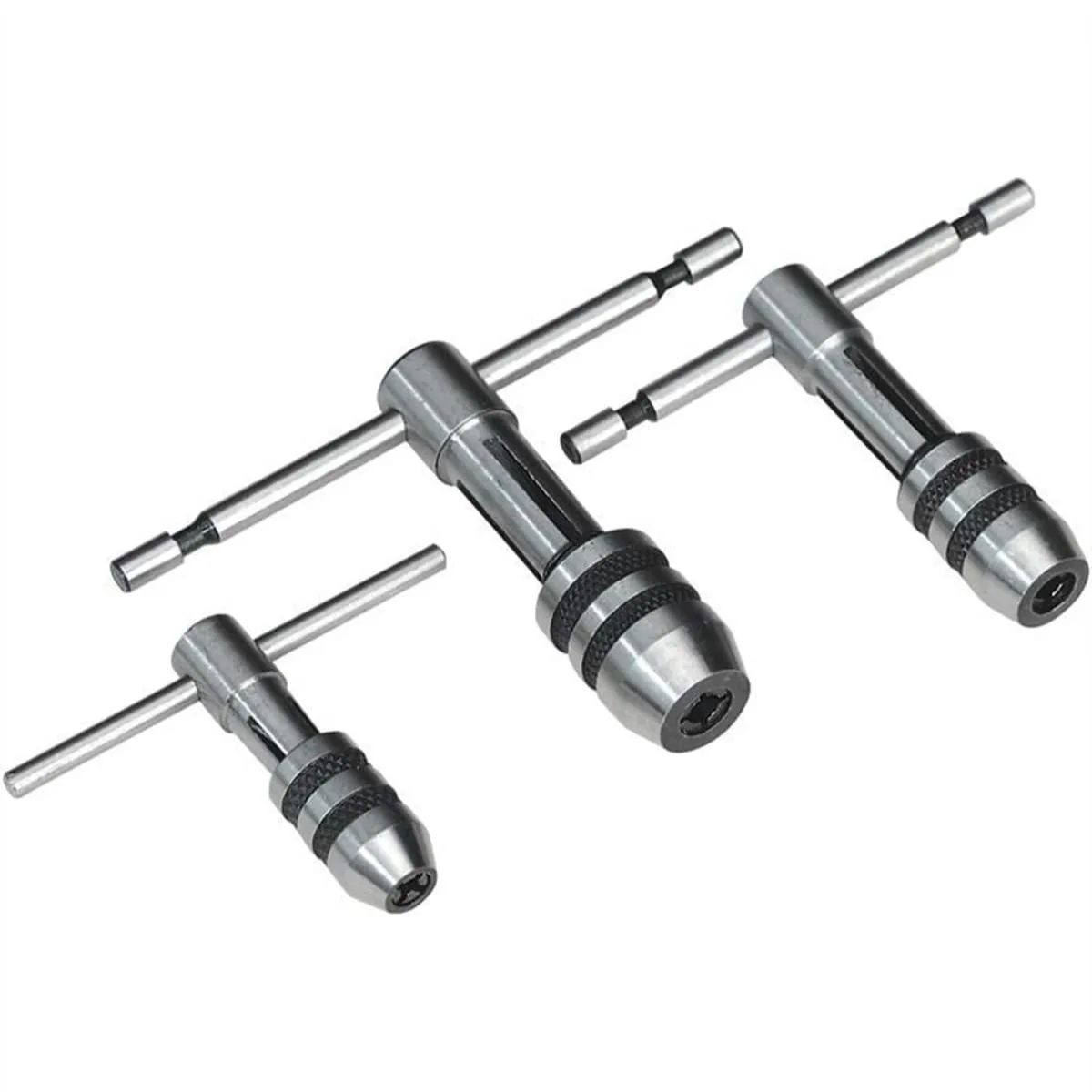 Adjustable T-Handle Tap Wrench Set 3-Piece M1-M4/M4-M8/M6-M12 for Precise Hand Tapping with Knurled Grip
Adjustable T-Handle Tap Wrench Set 3-Piece M1-M4/M4-M8/M6-M12 for Precise Hand Tapping with Knurled Grip