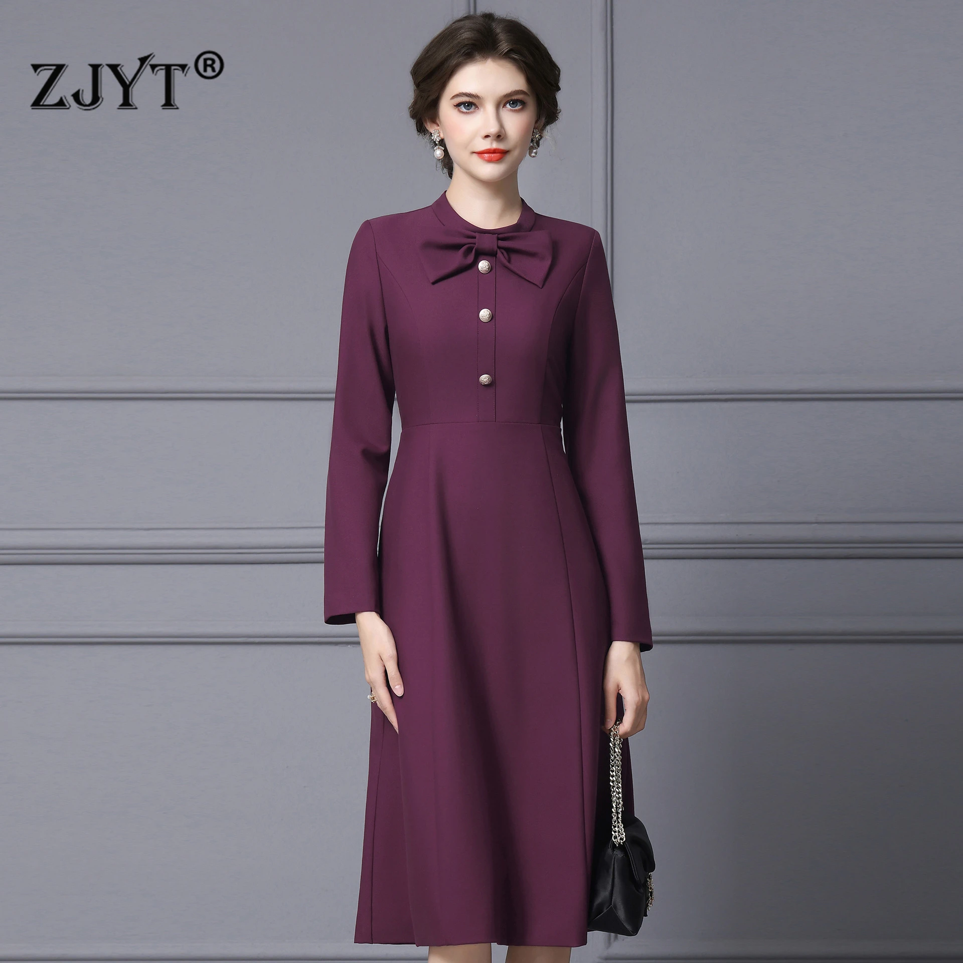 ZJYT New Fashion Women's Autumn Dress Long Sleeve Bowknot Solid Elegant Casual Dresses 2025 Designer Female Clothing Vestidos
ZJYT New Fashion Women's Autumn Dress Long Sleeve Bowknot Solid Elegant Casual Dresses 2025 Designer Female Clothing Vestidos