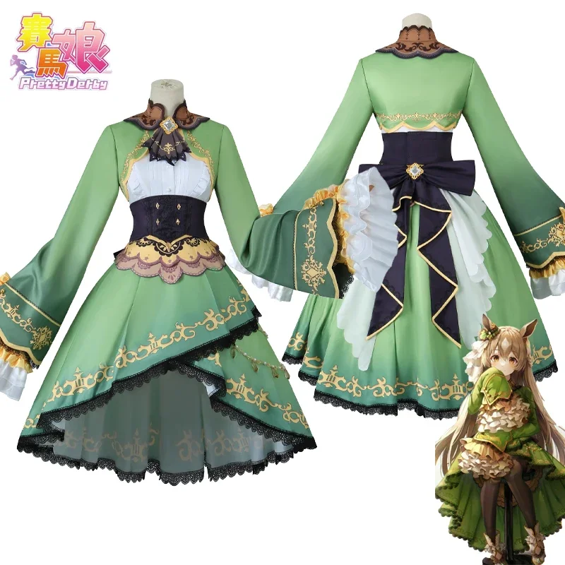 Game Pretty Derby Satono Diamond Cosplay Costume Anime Cosplay Green Dress Headdress Halloween Carnival Party Dress Girls Women
Game Pretty Derby Satono Diamond Cosplay Costume Anime Cosplay Green Dress Headdress Halloween Carnival Party Dress Girls Women