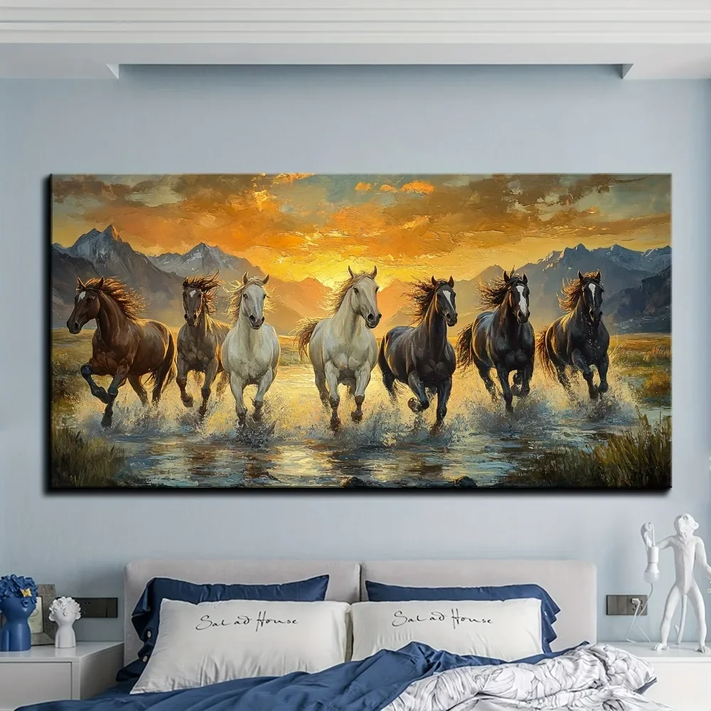 Элегантное холщовое настенное искусство Feng Shui Seven Horse с сосновой рамкой - водонепроницаемое, украшение в виде лошади толщиной 1,5 дюйма для сцен заката
Элегантное холщовое настенное искусство Feng Shui Seven Horse с сосновой рамкой - водонепроницаемое, украшение в виде лошади толщиной 1,5 дюйма для сцен заката