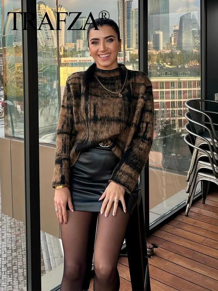 TRAFZA Women Skirt Suit Elegant Plaid Long Sleeves Autumn Knitted Pullover+High Waist Slim Casual Midi Straight Skirt Mujer
TRAFZA Women Skirt Suit Elegant Plaid Long Sleeves Autumn Knitted Pullover+High Waist Slim Casual Midi Straight Skirt Mujer