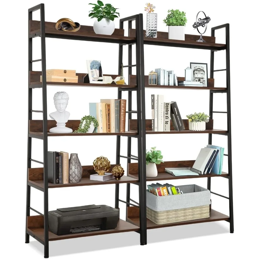 Industrial 5-Tier Leaning Ladder Bookshelf - Freestanding Floor Bookcase with Large Storage Capacity
Industrial 5-Tier Leaning Ladder Bookshelf - Freestanding Floor Bookcase with Large Storage Capacity