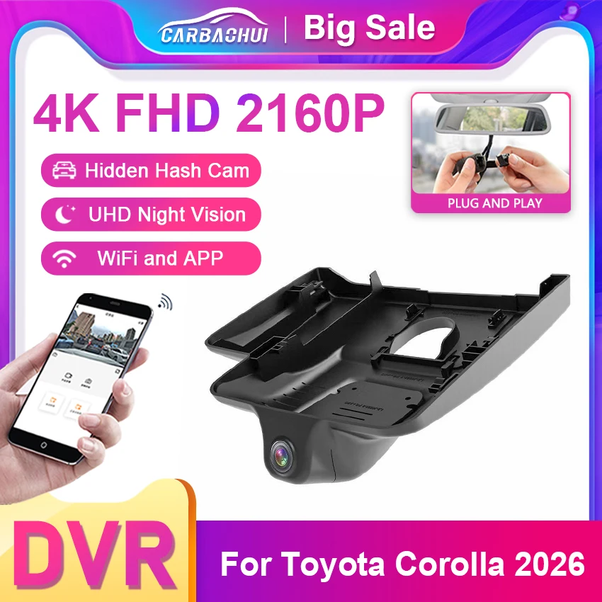For Toyota Corolla 2026, 4K UHD 2160P Dash Cam for Car Camera Recorder Dashcam WIFI Car Dvr Recording Devices Accessories
For Toyota Corolla 2026, 4K UHD 2160P Dash Cam for Car Camera Recorder Dashcam WIFI Car Dvr Recording Devices Accessories