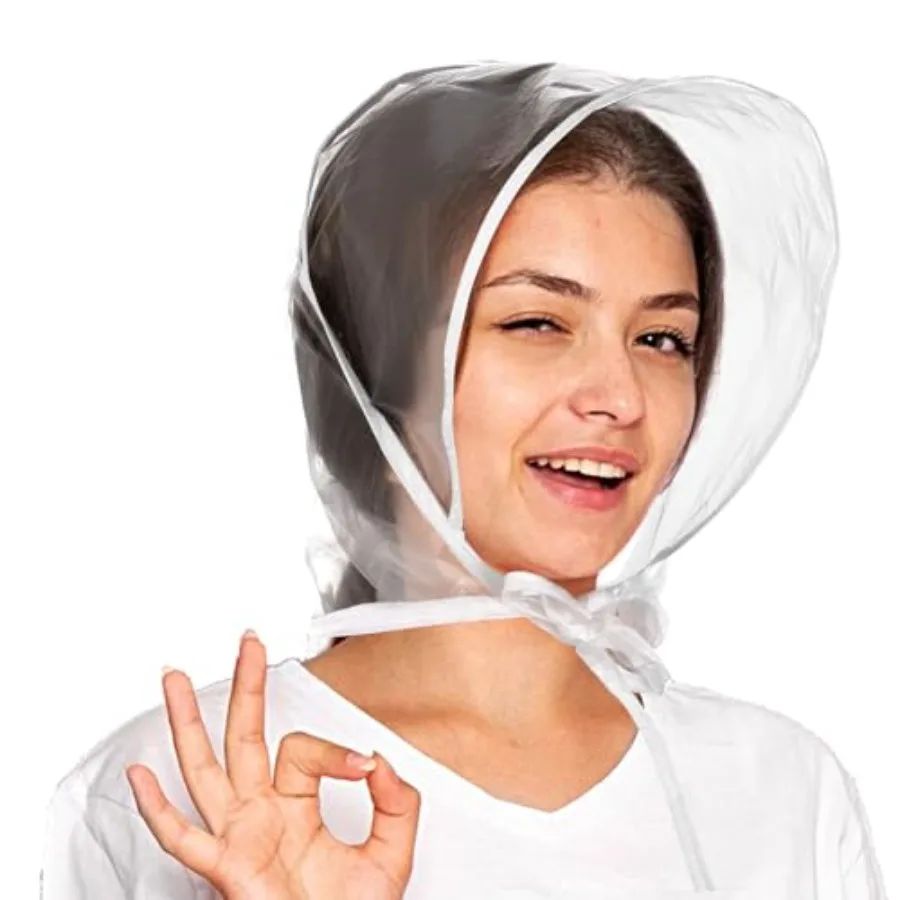 12Pcs Rain Bonnet with Plastic Visor, Clear Waterproof Rain Scarf, Rain Hats Reusable Rain Bonnet for Women to Keep Hairstyle
12Pcs Rain Bonnet with Plastic Visor, Clear Waterproof Rain Scarf, Rain Hats Reusable Rain Bonnet for Women to Keep Hairstyle