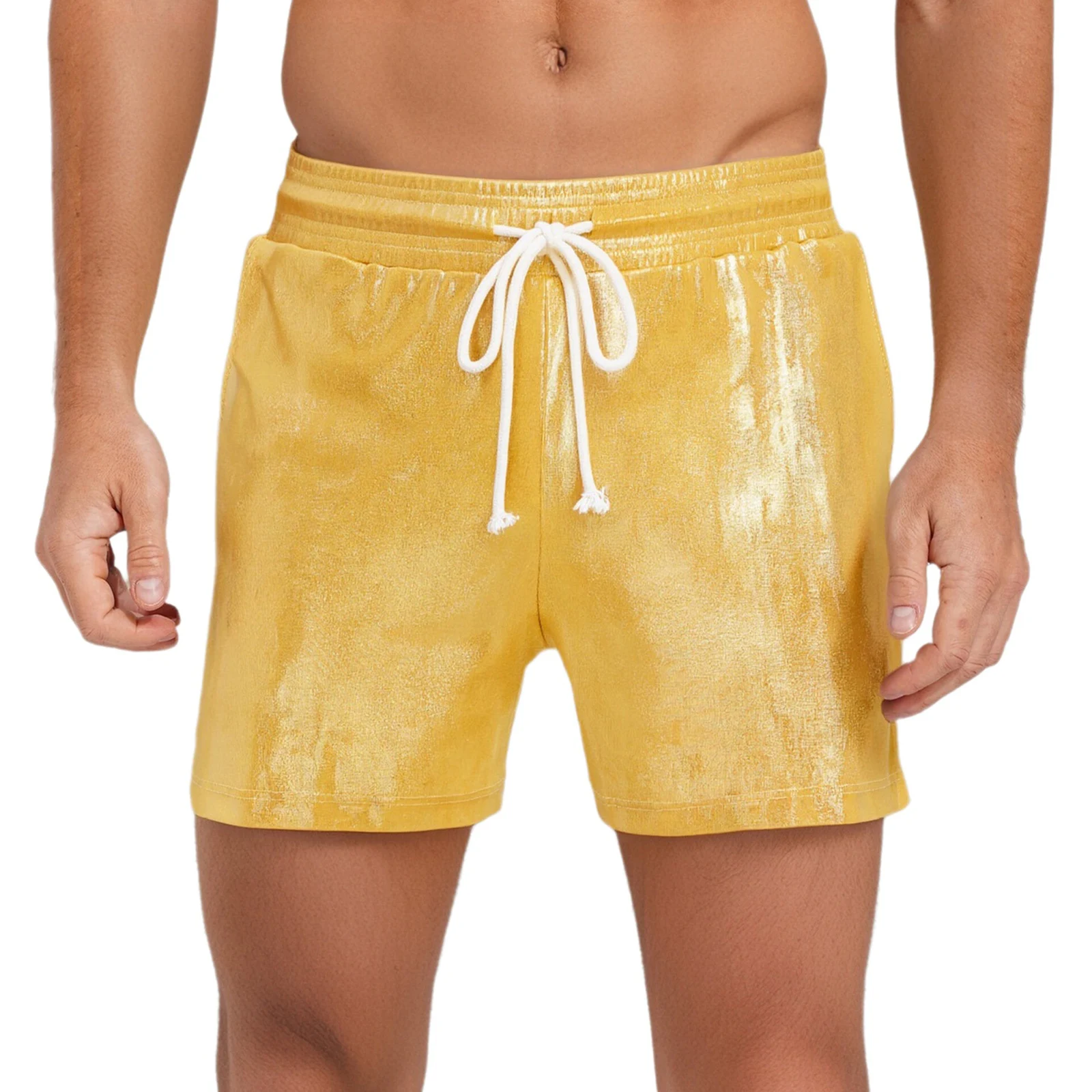 Men Fashion Metallic Glossy Shimmering Shorts Drawstring Pockets Loose Micro Shorts Trunks Beachwear for Holiday Daily Casual
Men Fashion Metallic Glossy Shimmering Shorts Drawstring Pockets Loose Micro Shorts Trunks Beachwear for Holiday Daily Casual