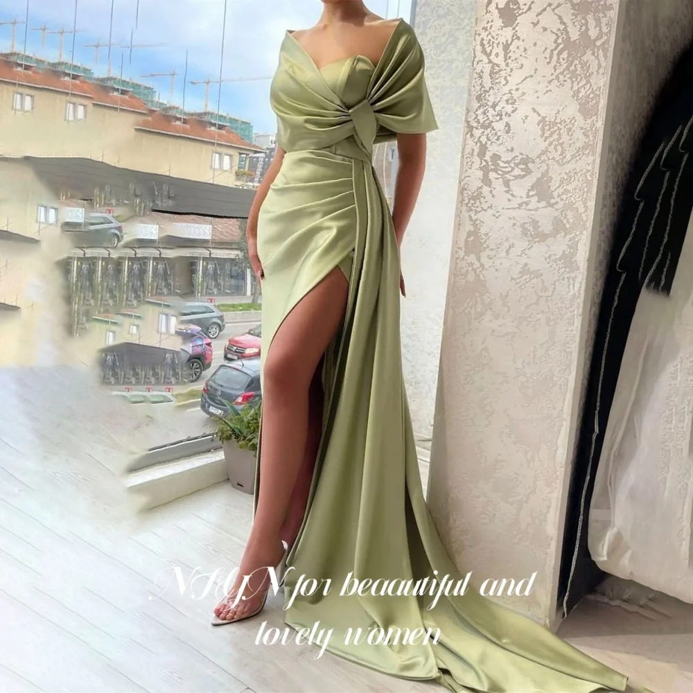 NFYN Mint Green Stain Mermaid Evening Dresses Off the Shoulder Side Split Prom Dress Pleats Formal Occasion Dresses Customized
NFYN Mint Green Stain Mermaid Evening Dresses Off the Shoulder Side Split Prom Dress Pleats Formal Occasion Dresses Customized