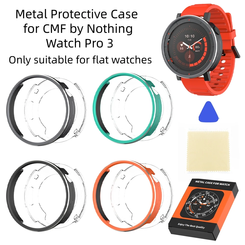 Metal Case for CMF BY NOTHING Watch Pro 3 Protector Bumper Shell Housing Smart Watch Protective Cover for Watch Pro 3 Accessory