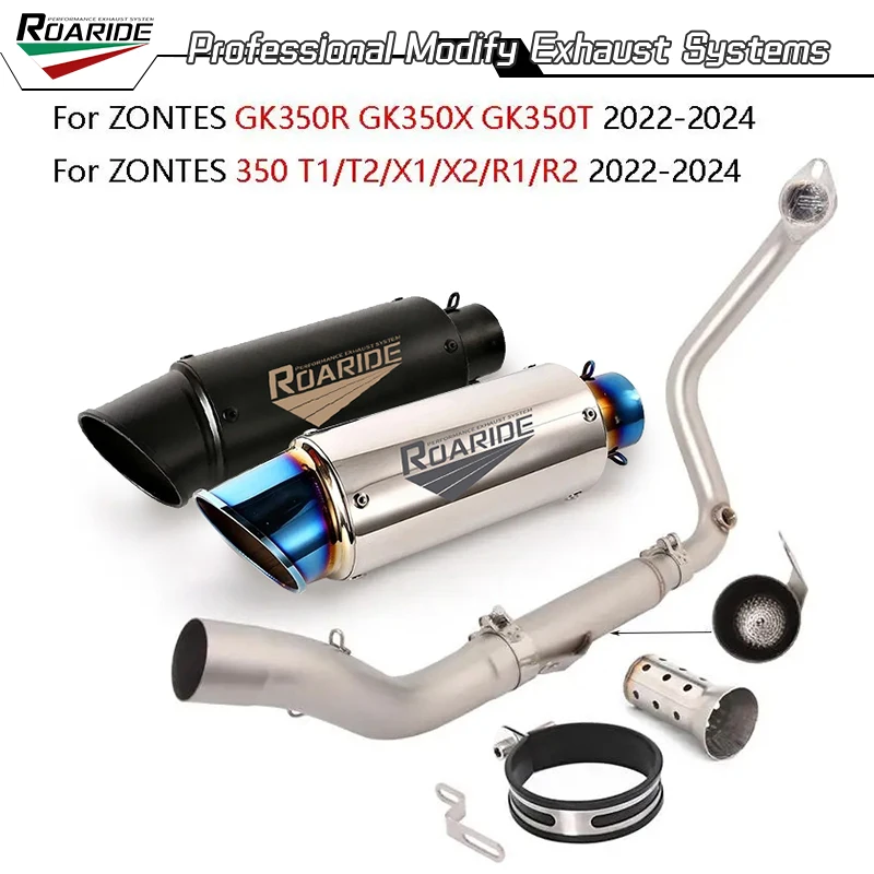 For ZONTES GK350R GK350X GK350T 350 T1/T2/X1/X2/R1/R2 2022-2025 Motorcycle Full Exhaust System Front Link Pipe Muffler Escape
For ZONTES GK350R GK350X GK350T 350 T1/T2/X1/X2/R1/R2 2022-2025 Motorcycle Full Exhaust System Front Link Pipe Muffler Escape