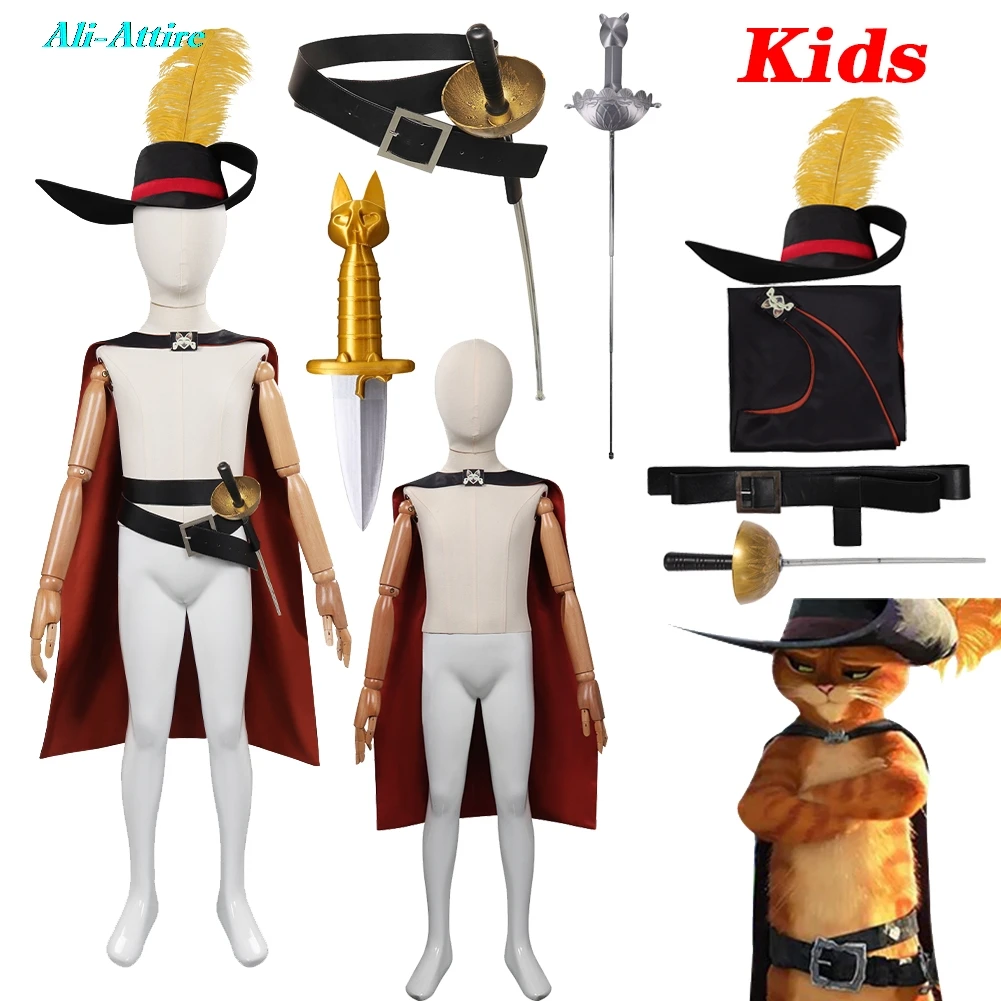 Кот в сапогах, косплей, кошка, фехтовальщик, одежда, плащ, шляпа, пояс, вечерние маскировочный реквизит, аксессуары для костюмов, детский Хэллоуин, карнавал
Кот в сапогах, косплей, кошка, фехтовальщик, одежда, плащ, шляпа, пояс, вечерние маскировочный реквизит, аксессуары для костюмов, детский Хэллоуин, карнавал