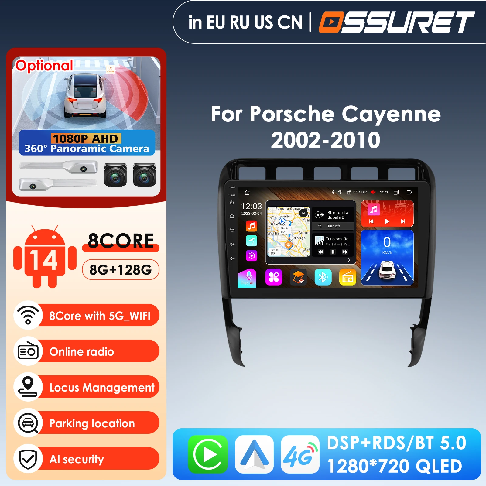 9inch 7862 8Core 360°Camera LTE CarPlay Android Auto Car Multimedia Player for Porsche Cayenne 2002 - 2010 GPS Stereo Head Unit
9inch 7862 8Core 360°Camera LTE CarPlay Android Auto Car Multimedia Player for Porsche Cayenne 2002 - 2010 GPS Stereo Head Unit