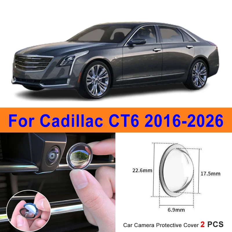 360 Reverse Image Car Camera Cover Anti-Scratch PC Lens Protector Stickers For Cadillac CT6 2016-2026 2Pcs