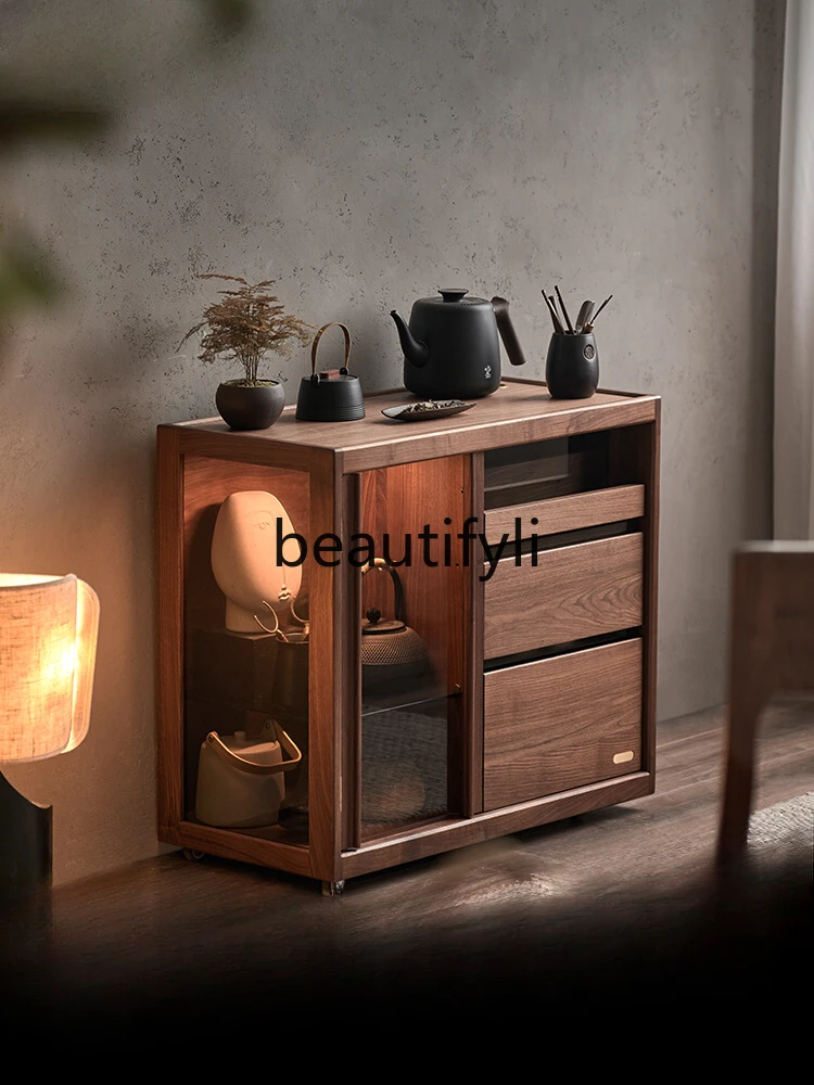 Solid wood display cabinet, sofa side cabinet, black walnut removable tea set
Solid wood display cabinet, sofa side cabinet, black walnut removable tea set