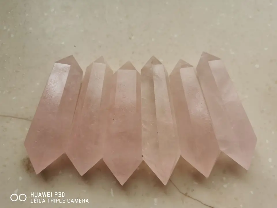 6pcs Pink Natural Rose Quartz Crystal Point Double Terminated Obelisk Wand Healing
6pcs Pink Natural Rose Quartz Crystal Point Double Terminated Obelisk Wand Healing