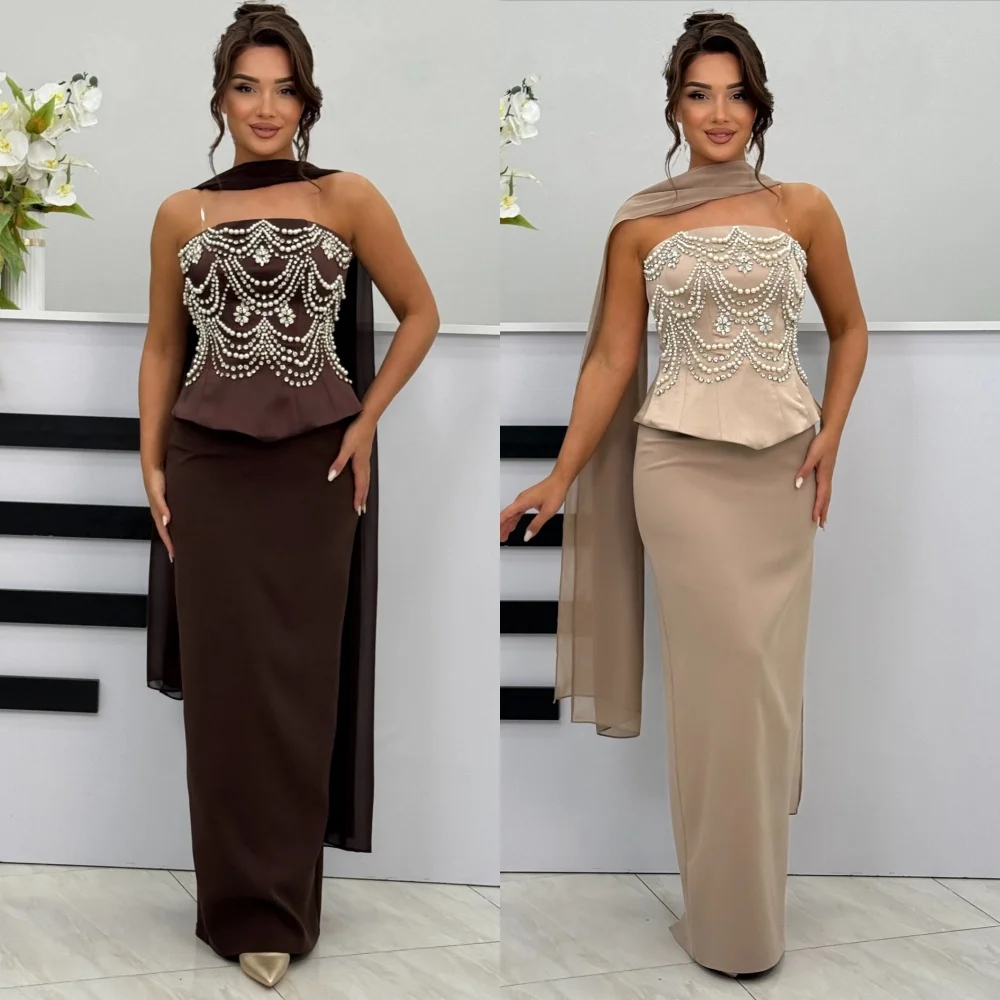 Прямые длинные платья без бретелек со складками и стразами по индивидуальному заказу, блестящие женские вечерние платья для выпускного вечера, вечерние высокого качества
Прямые длинные платья без бретелек со складками и стразами по индивидуальному заказу, блестящие женские вечерние платья для выпускного вечера, вечерние высокого качества