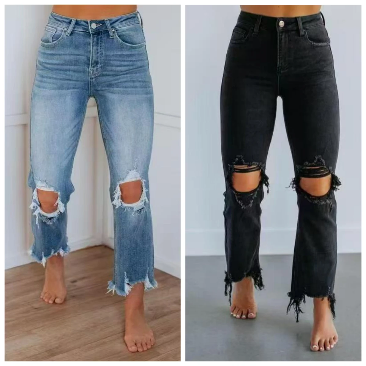 2026 New Summer Women's Holes Ripped Jeans Mid Waist Ankle-length Skinny Pants Female Casual Soft Trousers Streetwear Bottoms
2026 New Summer Women's Holes Ripped Jeans Mid Waist Ankle-length Skinny Pants Female Casual Soft Trousers Streetwear Bottoms