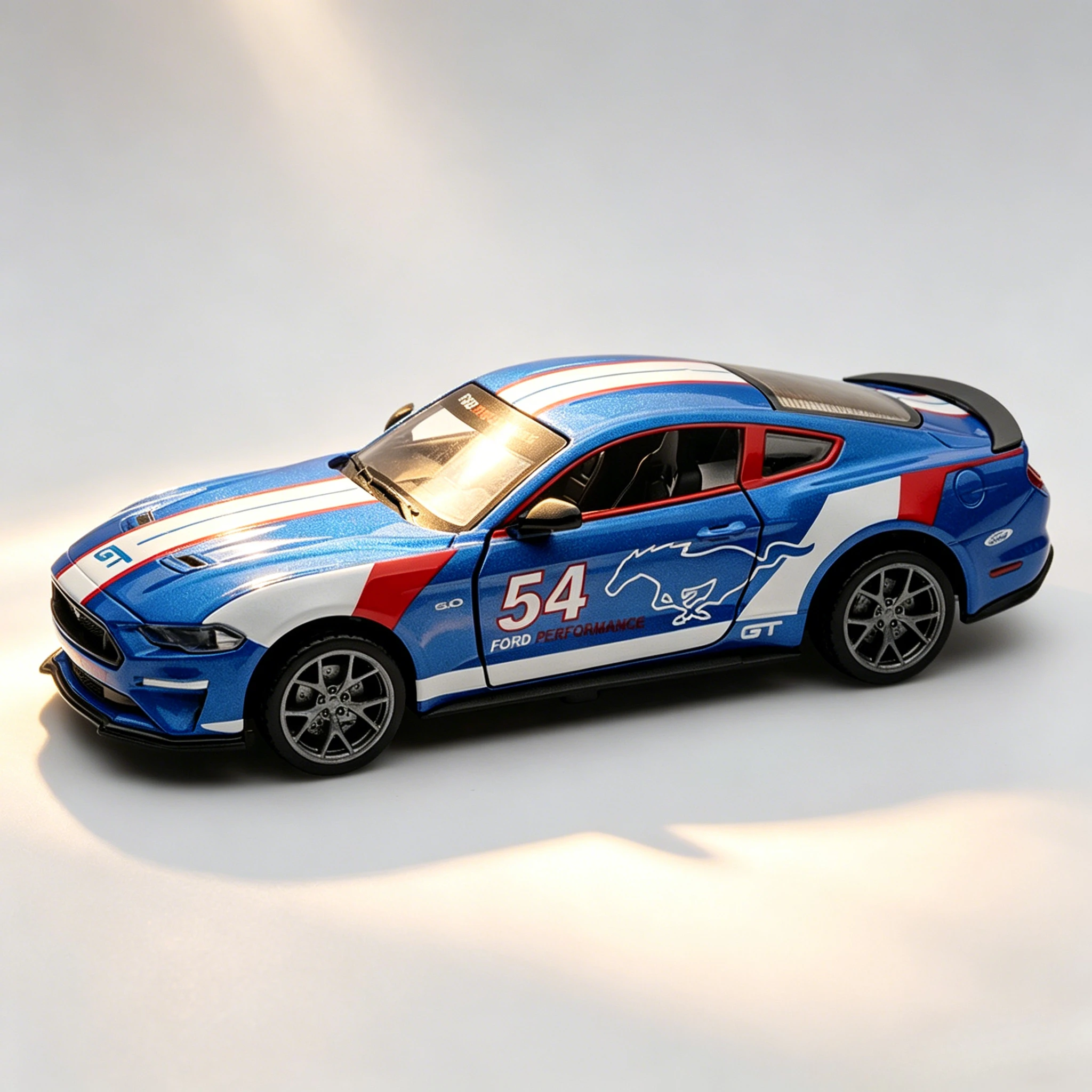 1:34 Mustang GT 2018 simulation alloy car model doors can be opened has simulated sound and lighting functions
1:34 Mustang GT 2018 simulation alloy car model doors can be opened has simulated sound and lighting functions