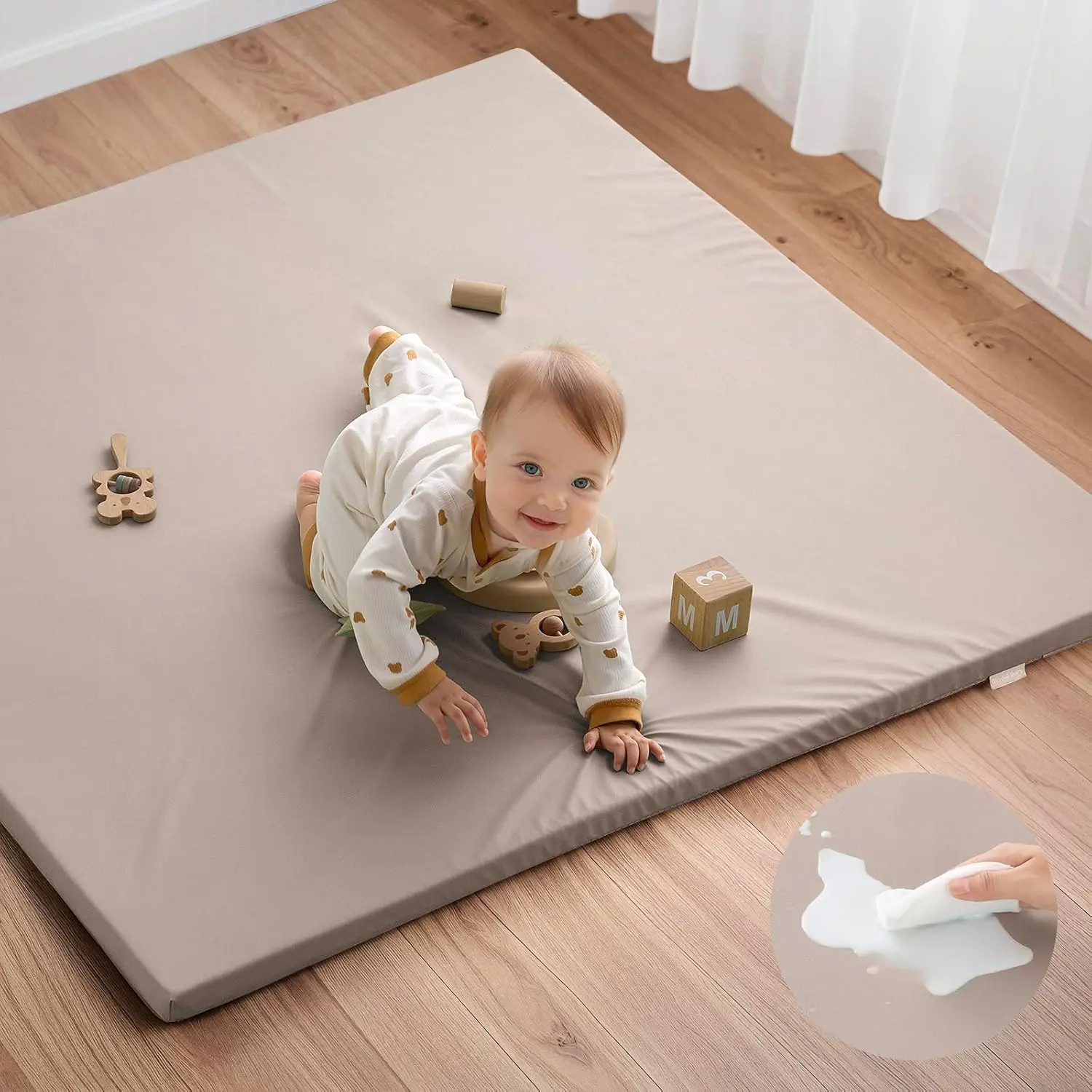 Детский игровой коврик из толстого пенопласта 50x50 дюймов, водонепроницаемый и легко моющийся, из веганской кожи, для младенцев и малышей
Детский игровой коврик из толстого пенопласта 50x50 дюймов, водонепроницаемый и легко моющийся, из веганской кожи, для младенцев и малышей